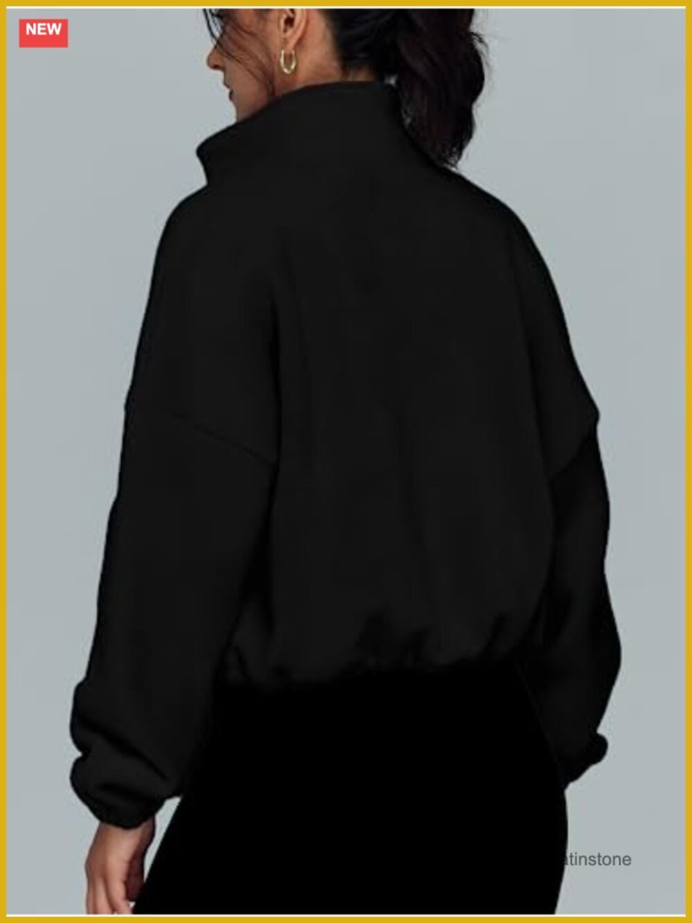 Zip Up Oversized Crop Sherpa Fleece Jacket Winter - Picture 4 of 4